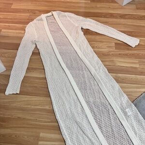 Alice and olivia long maxi pointelle cardigan off white
